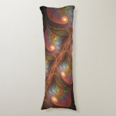 Kleurrijke Fluorescerende Abstracte Trippy Bruine  Lichaamskussen (Voorkant Verticaal)