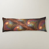 Kleurrijke Fluorescerende Abstracte Trippy Bruine  Lichaamskussen (Achterkant)