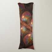 Kleurrijke Fluorescerende Abstracte Trippy Bruine Lichaamskussen (Voorkant Verticaal)