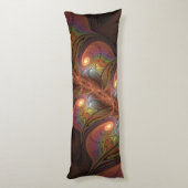 Kleurrijke Fluorescerende Abstracte Trippy Bruine Lichaamskussen (Achterkant (Verticaal))