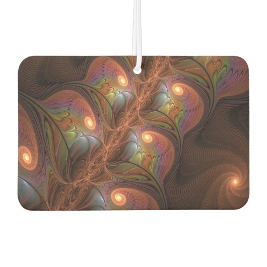 Kleurrijke Fluorescerende Abstracte Trippy Bruine  Luchtverfrisser (Voorkant)