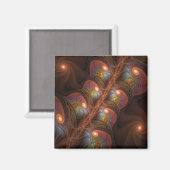 Kleurrijke Fluorescerende Abstracte Trippy Bruine  Magneet (Voorkant / Achterkant)