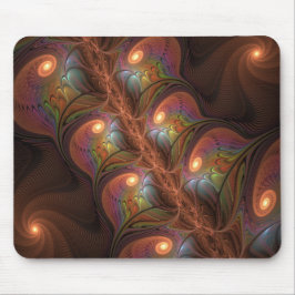 Kleurrijke fluorescerende abstracte trippy bruine  muismat