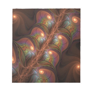 Kleurrijke Fluorescerende Abstracte Trippy Bruine Notitieblok
