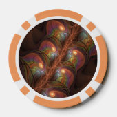 Kleurrijke Fluorescerende Abstracte Trippy Bruine  Poker Chips (Achterkant)