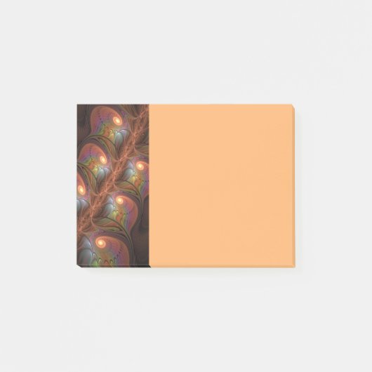 Kleurrijke fluorescerende abstracte trippy bruine post-it® notes (Voorkant)