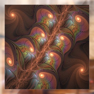 Kleurrijke Fluorescerende Abstracte Trippy Bruine Raamsticker