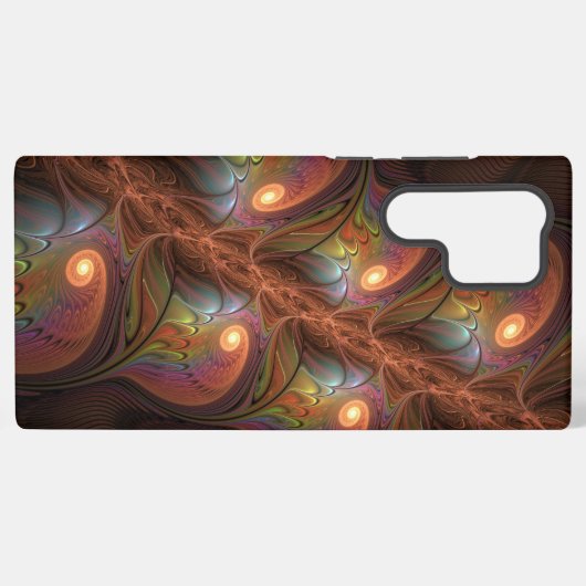 Kleurrijke Fluorescerende Abstracte Trippy Bruine  Samsung Galaxy Hoesje (Achterkant horizontaal)