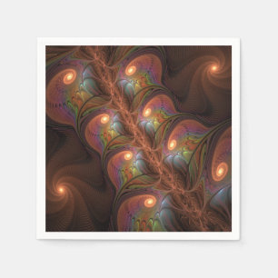 Kleurrijke fluorescerende abstracte trippy bruine  servet