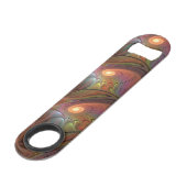 Kleurrijke Fluorescerende Abstracte Trippy Bruine  Speed Flessenopener (Achterkant Gekanteld)