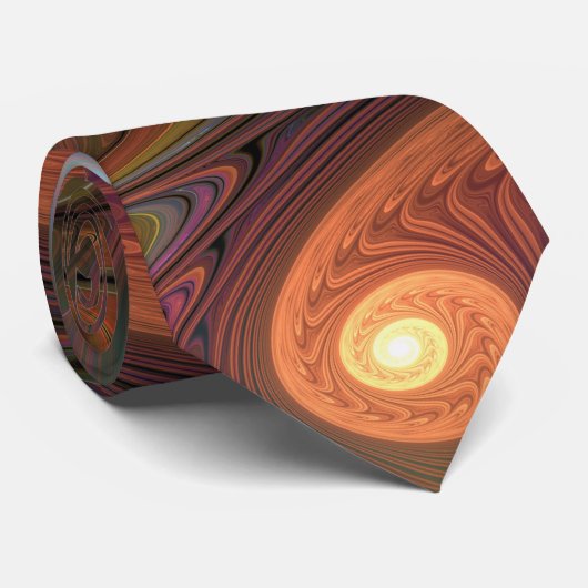 Kleurrijke Fluorescerende Abstracte Trippy Bruine  Stropdas (Opgerold)