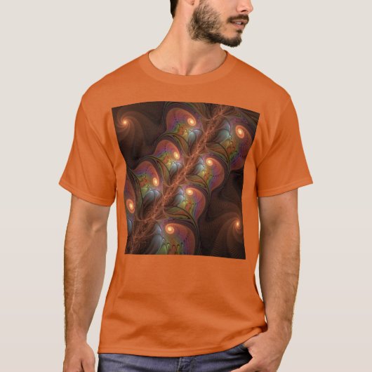 Kleurrijke Fluorescerende Abstracte Trippy Bruine  T-shirt (Voorkant)