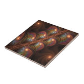 Kleurrijke Fluorescerende Abstracte Trippy Bruine  Tegeltje (Zijkant)