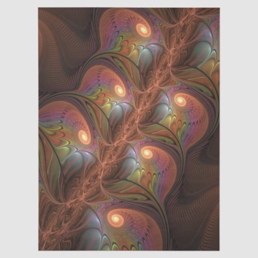 Kleurrijke fluorescerende abstracte trippy bruine tissuepapier (Voorkant)