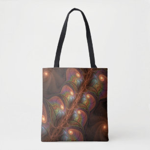 Kleurrijke Fluorescerende Abstracte Trippy Bruine Tote Bag