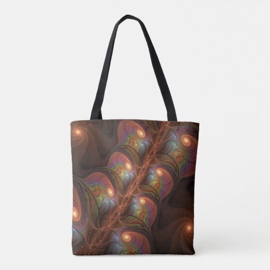 Kleurrijke Fluorescerende Abstracte Trippy Bruine  Tote Bag (Achterkant)