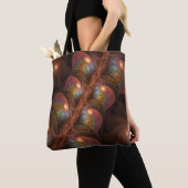 Kleurrijke Fluorescerende Abstracte Trippy Bruine  Tote Bag (Dichtbij)