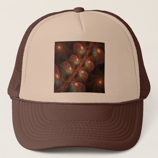 Kleurrijke Fluorescerende Abstracte Trippy Bruine  Trucker Pet (Voorkant)