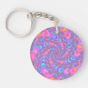 Kleurrijke fluorescerende trippy fractal spiral sleutelhanger