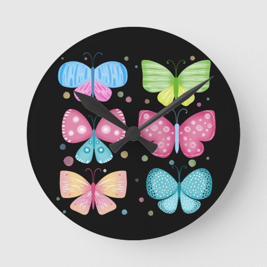 Kleurrijke Flutter-vrienden Ronde Klok (Voorkant)