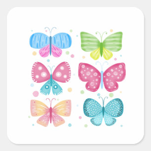 Kleurrijke Flutter Vrienden Vierkante Sticker