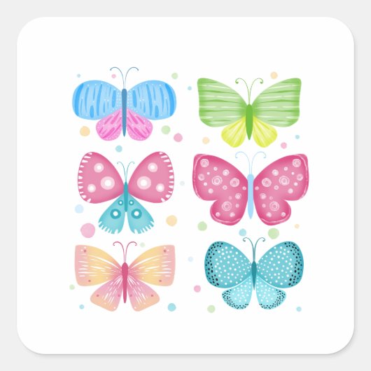 Kleurrijke Flutter Vrienden Vierkante Sticker (Voorkant)