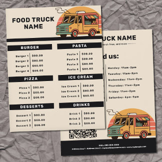 Kleurrijke Flyer met Menu & Prijslijst voor Voedse