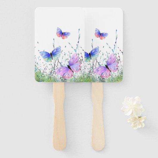 Kleurrijke Flying Butterflies Hand Fan Spring Joy Handwaaier (Voorkant en achterkant)