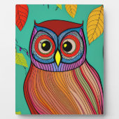 Kleurrijke Folk Art Abstracte Uil Fotoplaat (Voorkant)