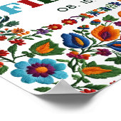 Kleurrijke Folk Art Bloemen Borduurwerk Fiesta Wel Poster (Hoek)
