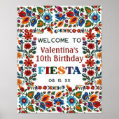 Kleurrijke Folk Art Bloemen Borduurwerk Fiesta Wel Poster (Voorkant)