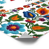 Kleurrijke Folk Art Bloemen Borduurwerk Fiesta Wel Poster (Hoek)