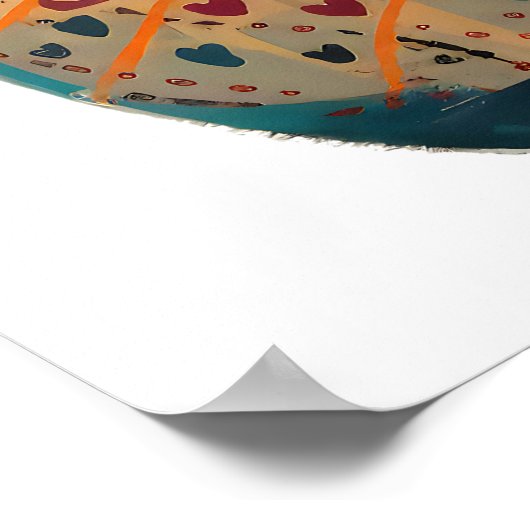 Kleurrijke Folk Art Cat Poster (Hoek)