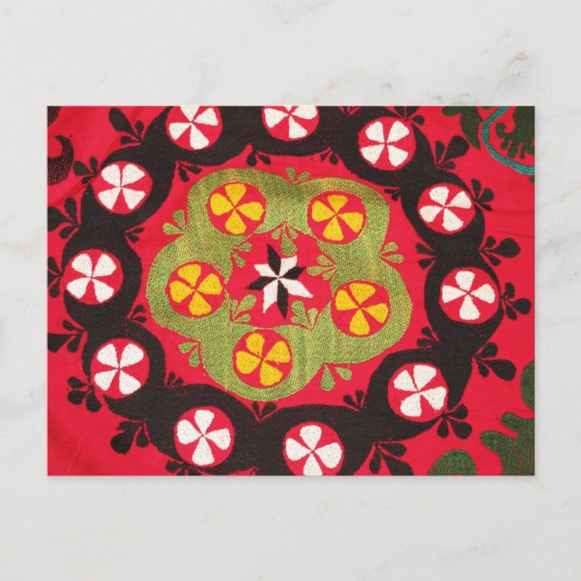 Kleurrijke  Folk Art Fabric Briefkaart (Voorkant)