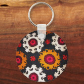 Kleurrijke  Folk Art Fabric Sleutelhanger (Voorkant)