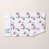 Kleurrijke Folk Art Flowers Monogram Initiaal Bad Handdoek (Handdoek)