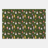 Kleurrijke Folk Art Kerstvakantie Inpakpapier Vel (Voorkant)