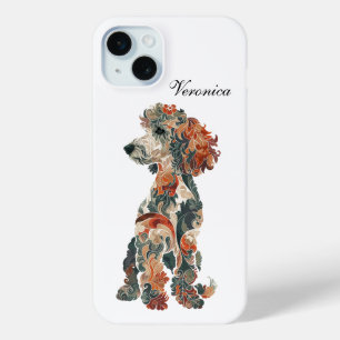 Kleurrijke Folk Art Standaard Poodle iPhone 15 Hoe iPhone 15 Mini Hoesje