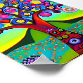 Kleurrijke Folk Art Style Tree Poster (Hoek)