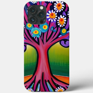 Kleurrijke Folk Art Style Whimsical Tree Case-Mate iPhone Case