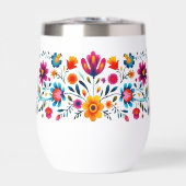 Kleurrijke Folk Bloem Tumbler (Voorkant)