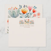 Kleurrijke Folk Chicken Bloemen Notitiekaartje (Voorkant / Achterkant)