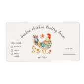 Kleurrijke Folk Chicken Egg Carton Label (Voorkant)