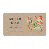 Kleurrijke Folk Chicken Egg Karton Label (Voorkant)