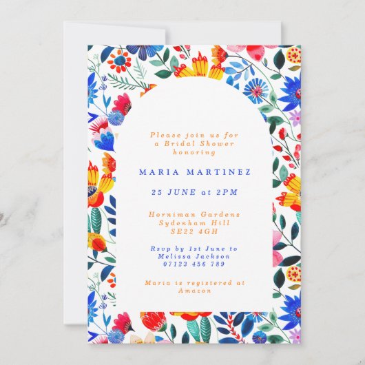 Kleurrijke Folk Floral Fiesta Vrijgezellenfeest Kaart (Voorkant)