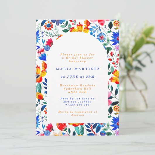 Kleurrijke Folk Floral Fiesta Vrijgezellenfeest Kaart (Staand voorkant)