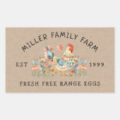 Kleurrijke Folk Kip Bloemen Ei Karton Rechthoekige Sticker (Voorkant)