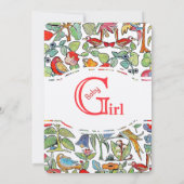 Kleurrijke Folksy Baby  Birds Shower Kaart (Achterkant)