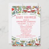 Kleurrijke Folksy Baby  Birds Shower Kaart (Voorkant)