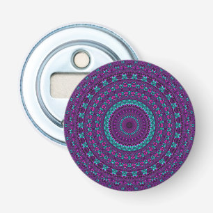 Kleurrijke Fonkelende Juweeltoon Mandala Digitale  Button Flesopener
